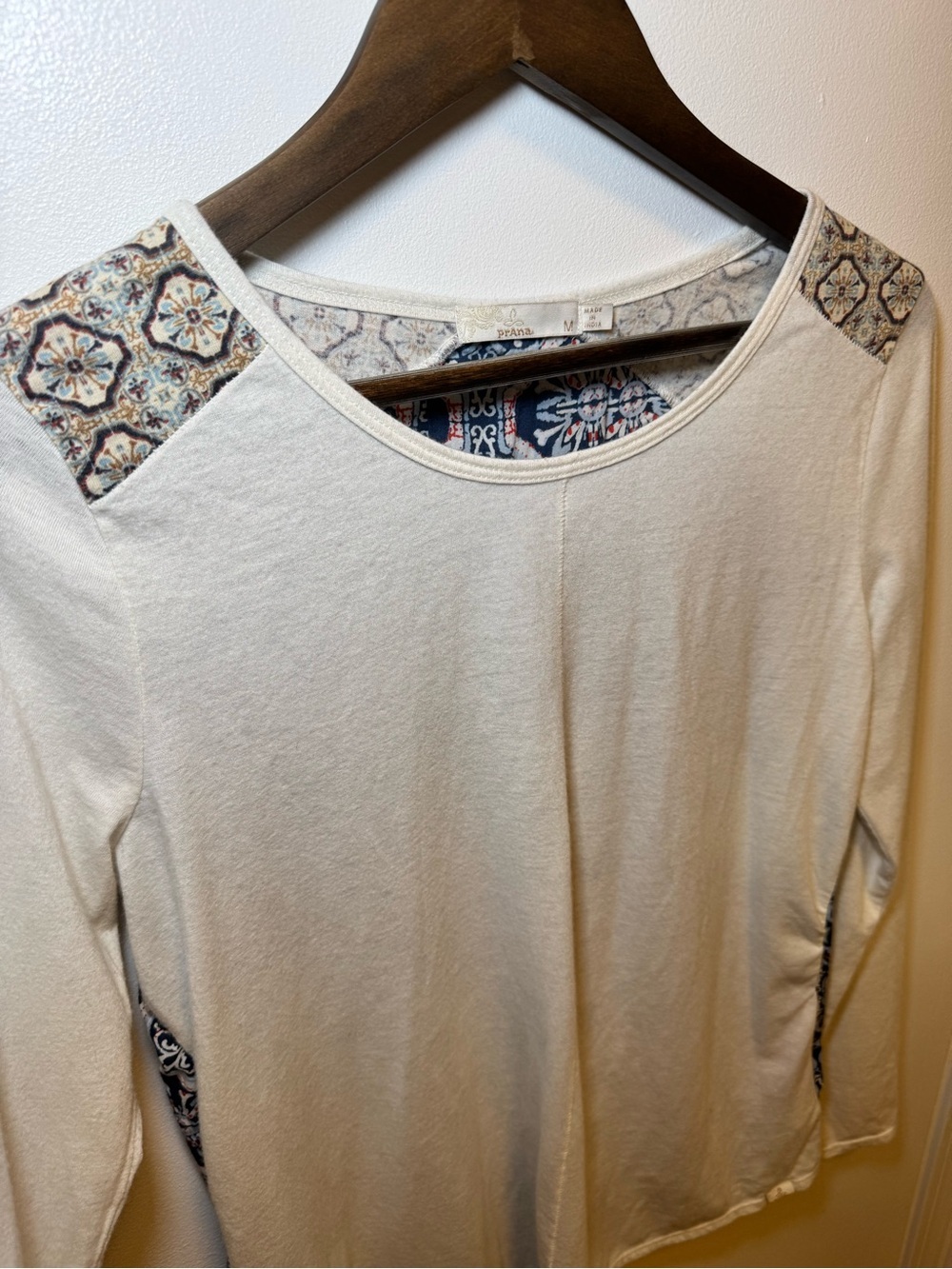 Prana Cream Long-Sleeve Top with Printed Shoulder Accents - Picture 3 of 13